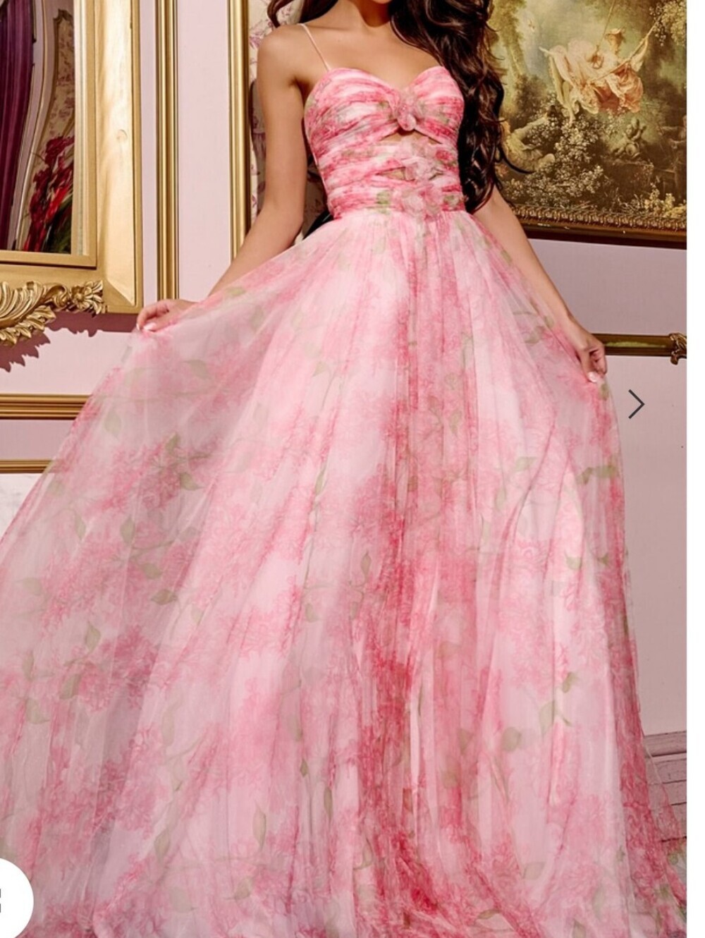 Jovani Style 40402A A Line Gown Pink Floral Print On Tulle Sweetheart Neckline 8